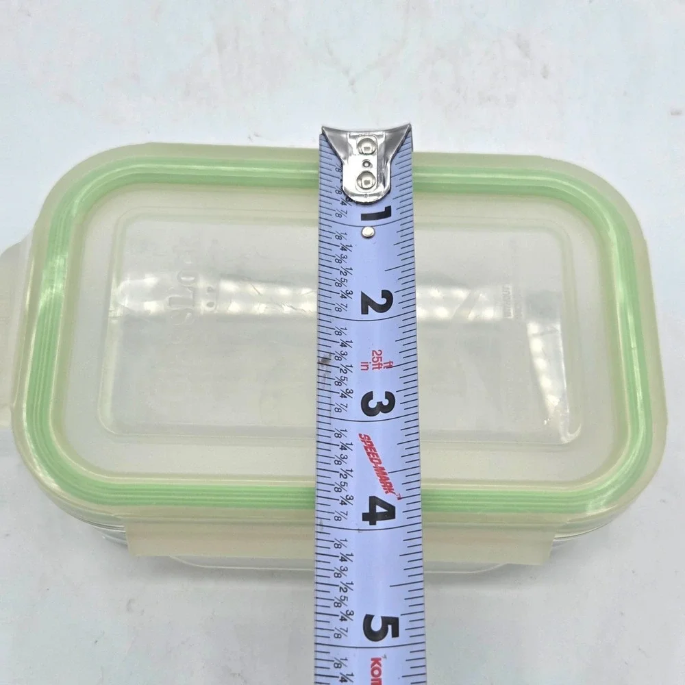 GlassLock Clear Glass Food Storage Container Airtight Snap Lid Green 6